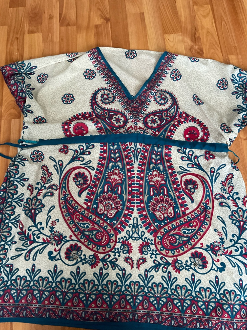 Paisley Print Cotton Duvet Cover in Teal and Magenta